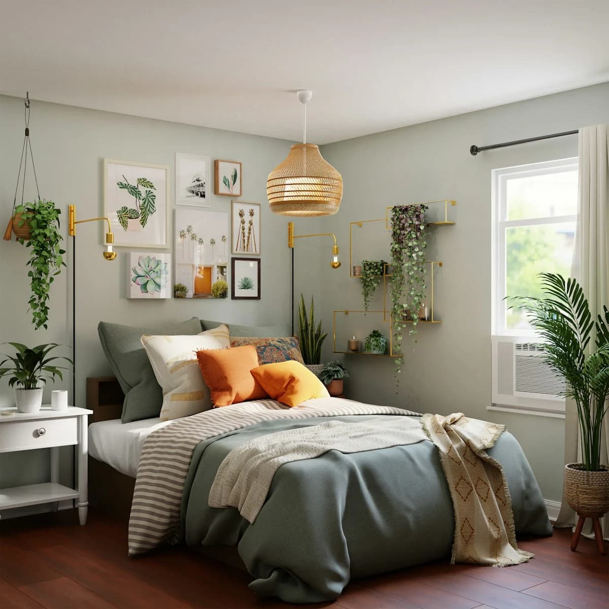 Bedroom with built-in storage cupboards