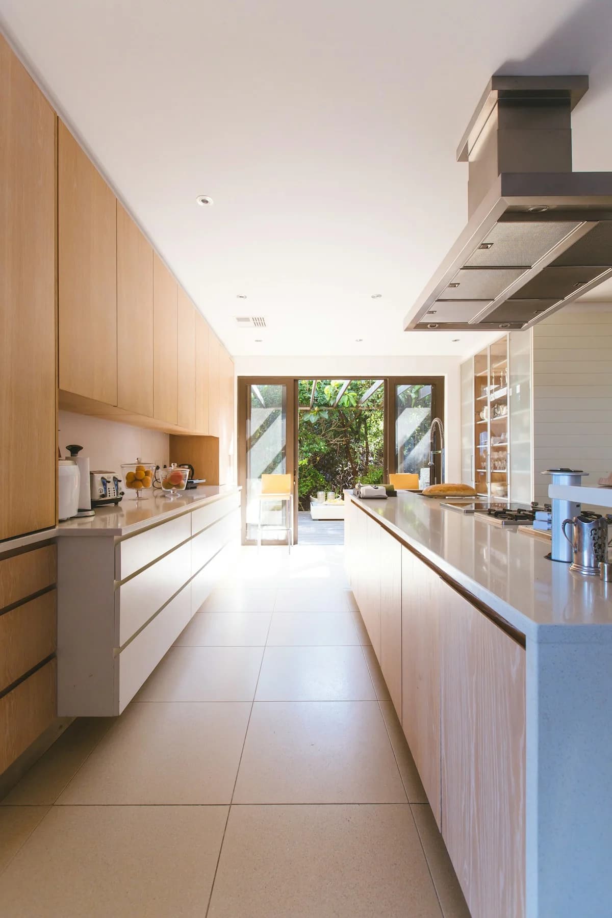 Modern kitchen with fitted wooden cabinets