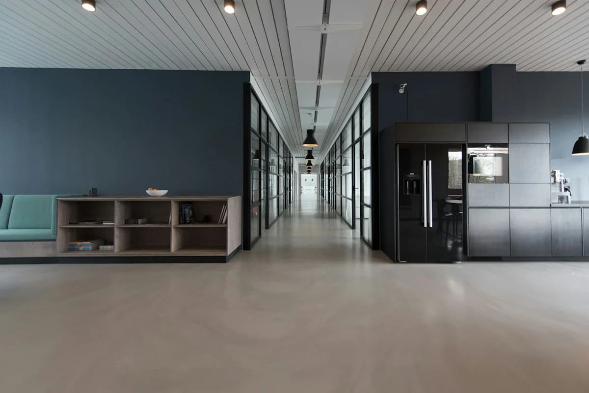 Office space with glass partitions
